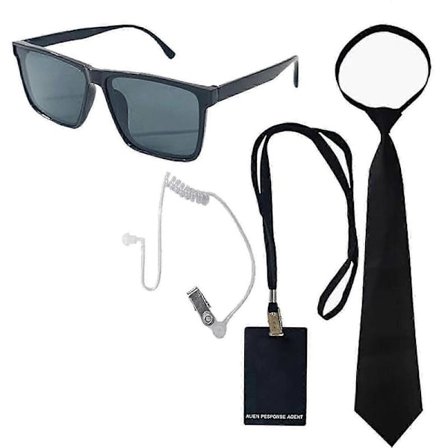 2025 Secret Agent Utkledningsantrekk inkludert Svarte Briller Ørepropp Og Slips Sikkerhetsvakt Cosplay Kostyme for Barn Voksen barn