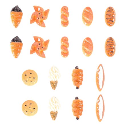 18 st platta bak charm scrapbooking ton platta bak bröd hänge (2,5X1,9 cm, slumpmässig färg)