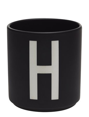 Design Letters Black Porcelain Cups A-Z - Black - 25 CL