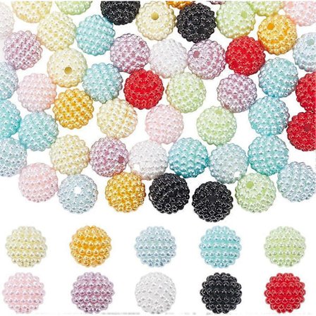 100 stk. 10 Farver Store Perler Bulk 15mm Perlepen Perler Diskokugle Perler Runde Bayberry Perler Resin Store Bubblegum Perler Løse Perler til DIY 