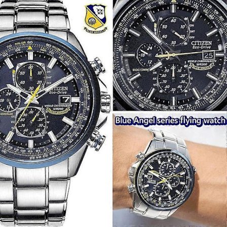 Blue Angel Series Flygende Klokke, Analog Kvarts Chronograf 30M Vanntett Lysende Herreklokker Business Arbeid Sport Casual Mote Designer D (FMY)
