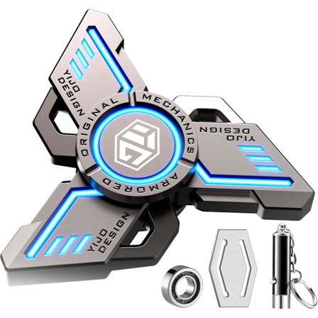 Stress Relief Spinner för Barn Stress Relief Metall Finger Hand Snurrleksak Med Ljus (Blå)