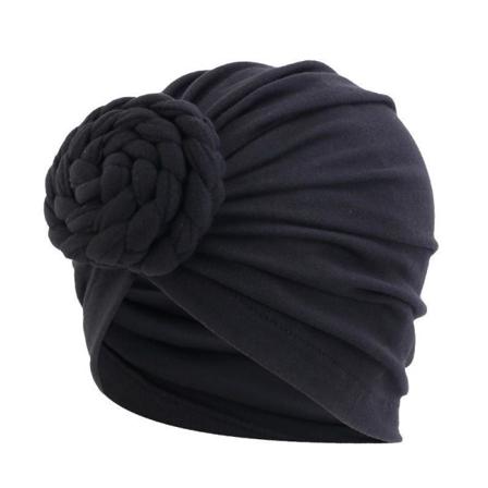 Lyxig Turban Med Flätad Donut Unik Design Flera Färger Black One Size
