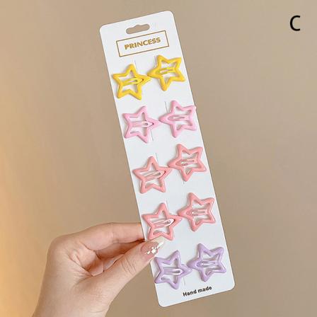 3/10 stk Bobby Pin Girl Farverige Stars Barrettes Metal Snap Clip C