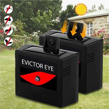 Predator Eye Natte Solar Drevet Dyreafskrækker - 2 Pak, Vandtæt, Dyrekontrol, Nataktive Dyr, Udendørs Brug