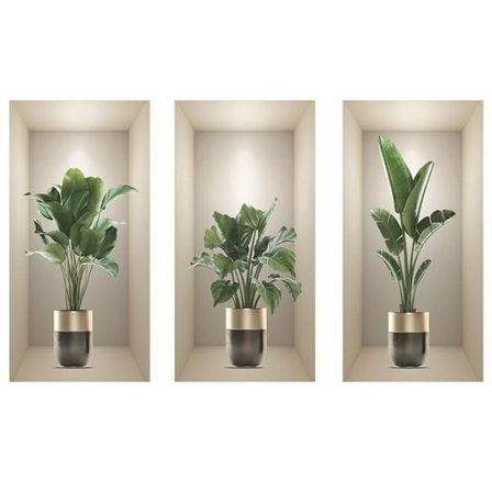 Veggklistremerker 3D Grønne Potteplanter Grøntområder Blader