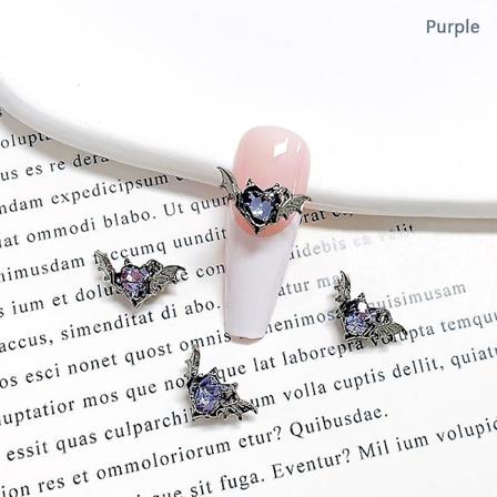5 stk krystall rhinestone spikerdekor Halloween flaggermus spiker charms dekor Purple