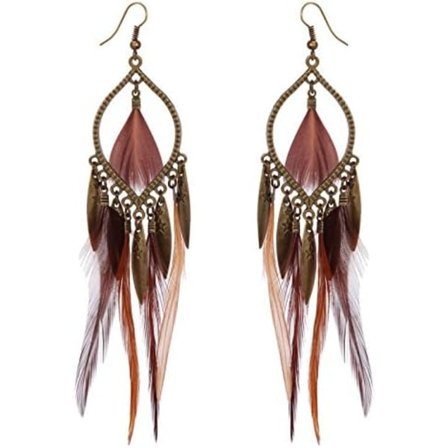 Fashion Women Vintage Bohe Feather Earrings for Christmas Xmas J