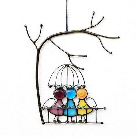 Farvet Glas Solfangere Engles Par Hængende Hjemme Dekoration Solfanger Kunst med Metal Gnomer Bier Hjem Have Vindue Dekoration Bedste Ønsker Bedste 