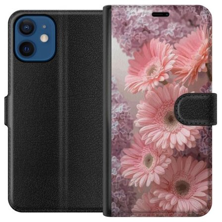 Kompatibelt Plånboksfodral till Apple Apple iPhone 12 mini Blomsterdesign Rosa Blommor