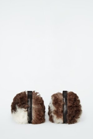 COS Women's The Shearling Ballet Flats in White