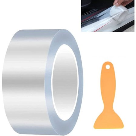 Bilbeskyttelsesfilm, Transparent Klistermærke til Bil, Lakbeskyttelsesfilm, Transparent Beskyttelsesfilm, Selvklæbende Lakfilm, med Skraber til Bil