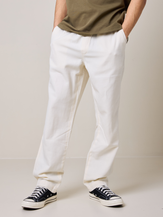 MATCH - Loose colino drawstring - Henry Choice - Str. S - Herre - Bukser & Jeans - Hvit - 82% Bomull, 18% Lin