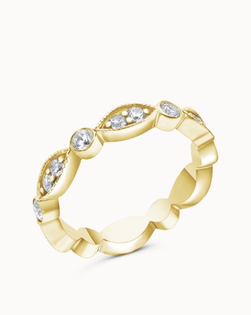 Ester Grande Vintage Trouwring 18K Geel Goud met Natuurlijke Natuurlijke Diamanten