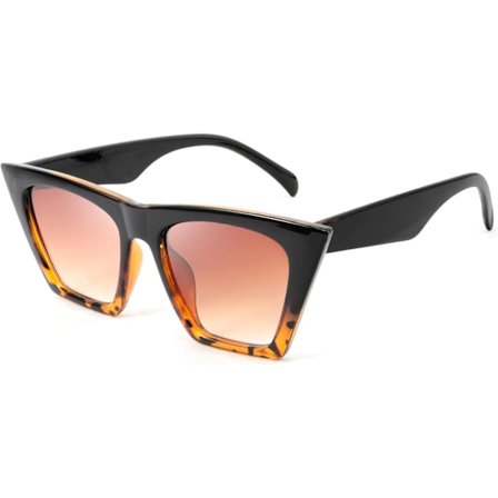 Svarta Leopard Vintage Firkantede Cat Eye Solbriller Dame Trendy Sol