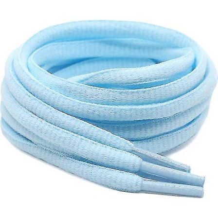 Lyseblå ovale skolisser designet for sport- og løpesko, kommer i én størrelse per par.