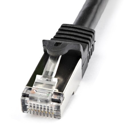 StarTech 1m CAT6 Ethernet Cable, 10 Gigabit Shielded Snagless RJ45 100W PoE Patch Cord, CAT 6 10GbE SFTP Network Cable w/Strain Relief, Black, Fluke