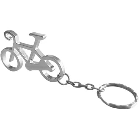 Nyckelring cykel med flasköppnare i silver