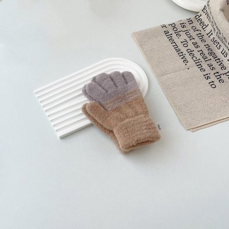 Barnhandskar Stickade thermal KHAKI