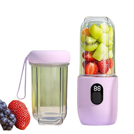 Bærbar elektrisk juicer og blender 500ml - med digitalt display, højt juiceudbytte, perfekt til at lave smoothies, juice og blandede frugter.