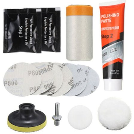 Sæt til renovering af forlygter, polering af forlygter til at gendanne overskyede forlygter, gullige eller slidte forlygterestaurering KLB