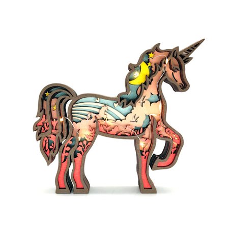 1 stk. opplyst treutskåret dyr med flere lag