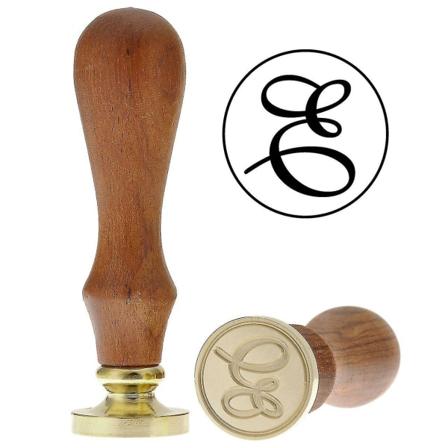 Voksstempelstempel Vintage Retro Messinghoved Træhåndtag Alfabet Bogstav Klassisk Forsegling Voksstempelstempel Alphabet E