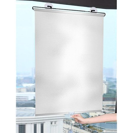 Solskjerm Rullegardin med Sugekopper - Teleskopisk, Bærbar Rullegardin Mørklegging, Solskjerm Rullegardin for Bil - Sølv 1 stk-40*60cm