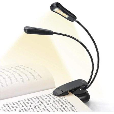 Genopladelig 10 LED Boglampe, Varm & Hvid Clip-on Læselampe, Boglamper