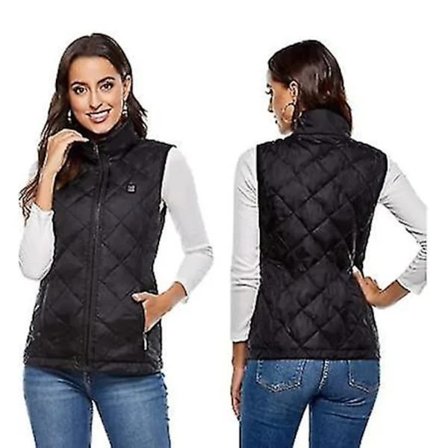 Opvarmet vest til kvinder med halsvarmer jakke sort S