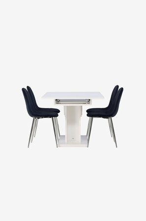 Venture Home - Spisegruppe Pluto med 4 stk. stole Polar - Sølvfarvet - Spisebordssæt 4 personer - Fra Homeroom