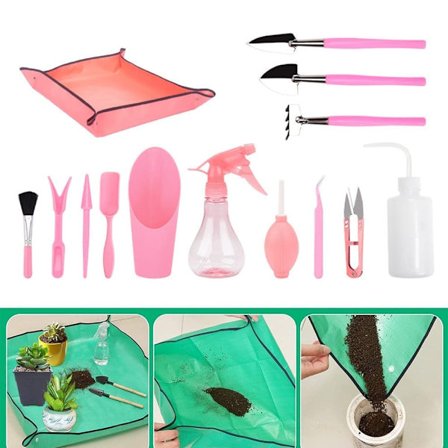 Vanntett og sammenleggbar plantematte for innendørsplanter - Med 10/13 mini hageverktøy_OF