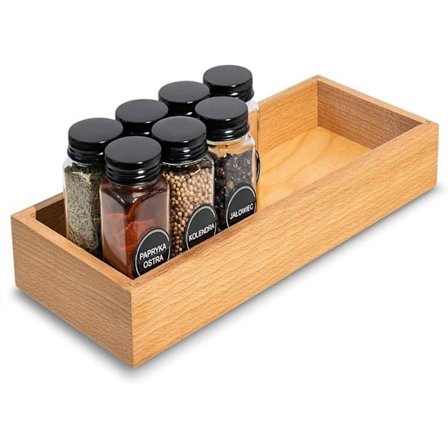Opbevaringsbakke - Creative Deco - Bøg - 36 x 15 x 5 cm - Krydderskriver - Holdbar