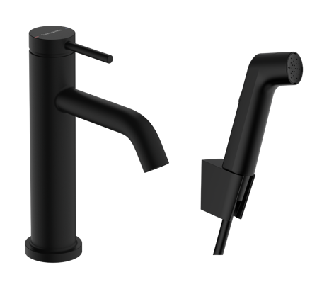 Hansgrohe Tecturis S Vaskbatteri med bidethåndbruser & 160 cm bruserslange Sort, Badeværelse