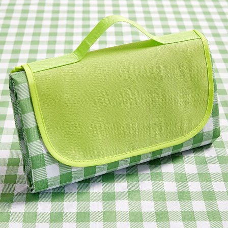 (Grön och vit rutig) 200*150cm Picknickfilt, Fällbar Pi