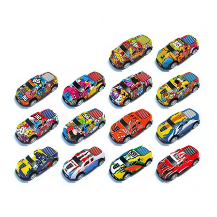 Dragracingbil i legering med trendig graffiti och flexibla hjul - Leksaksbil för pojkar, flickor och barn - Perfekt present i racing-stil