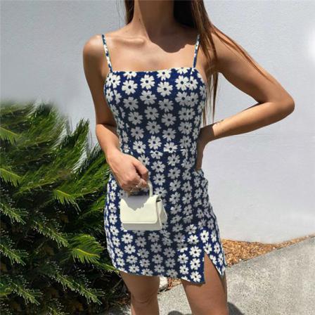 Kvinnor Sommar Sexig Klänning Boho Stil Print Beach Mini Del