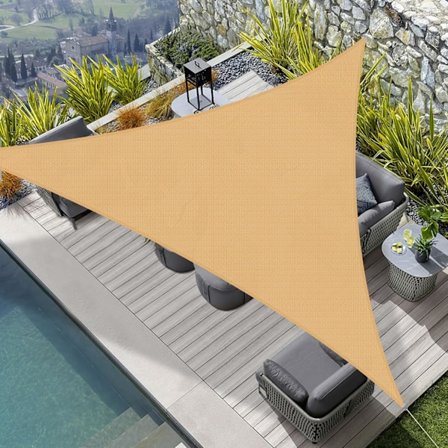 2x2x2m Vandtæt Trekant Solsejl Baldakin PES Skyggenet UV Beskyttelse til Udendørs Have Terrasse Altan Sandfarve