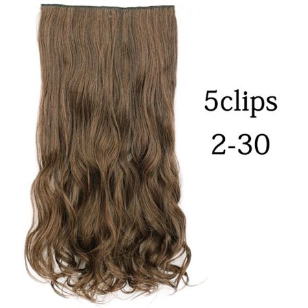 Syntetisk 22 32 tum 5 Clips Hårförlängning Värmebeständig falska hårstycken Långa vågiga frisyrer Clip In Hair Extensions