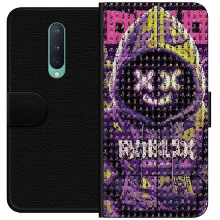 Yhteensopiva Lompakkokotelo OnePlus OnePlus 8 Roblox-huppari suunniteltu sadoista pienistä Roblox-hahmoista, luova mosaiikkisuunnittelu lila ja kelta