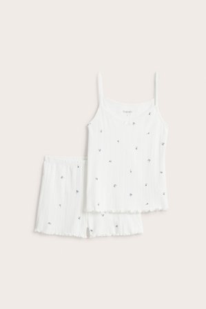 Kappahl | Pyjamas set med pointelle mönster | Offwhite