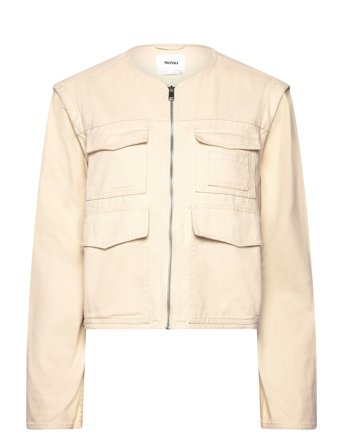 Monki Detachable Sleeve Cotton Jacket - Beige - M