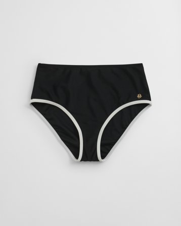 GANT Damen Hipster Bikinihose mit hohem Bund (L) Schwarz Grau