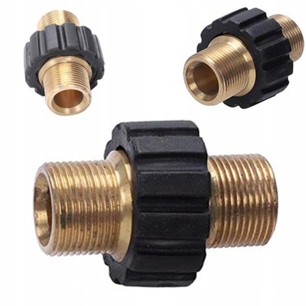 Adapter Nippel for Hogtrykksslange M22X1,5Mm – Solid Messing | 2X Utvendig Gjenge | Kompatibel med Karcher, Nilfisk