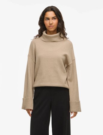 Vila Virolfie Roll Neck L/S Knit Top - Noos - Beige - L
