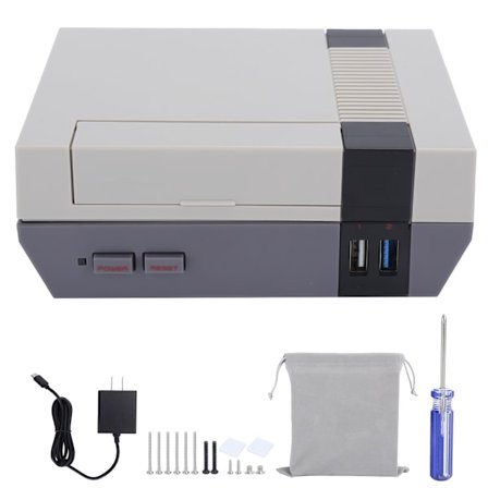 Vintage-pelikonsolin kotelo Raspberry Pi 4B:lle Sammutus Nollaus Käytä SSD-koteloa 100-240VUS-pistoke