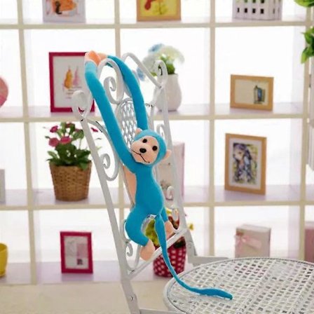 Langarmet Blå Abe Plysdyr, 60 cm Gave til Børn og Plysdyrselskere