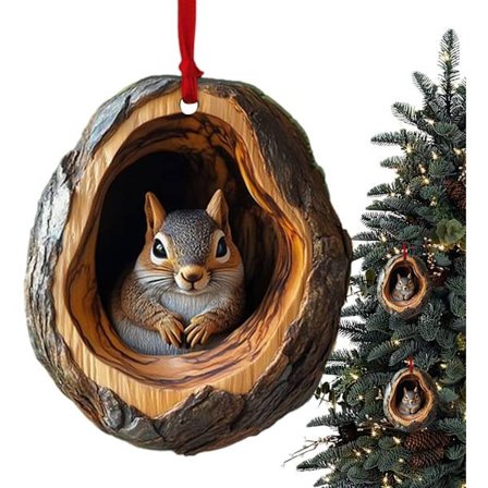 Eläinaiheiset joulukuusenkoristeet, eläinaiheiset joulukoristeet, akryyliset pesukarhu- ja pöllöjoulukuusenkoristeet