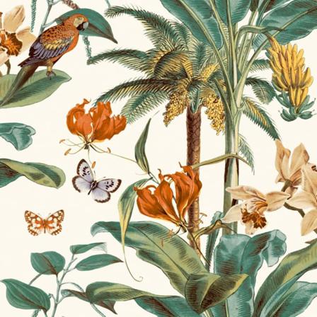 Dutch Wallcoverings Tapet Tropisk Palm Grön Och Orange Multifärg