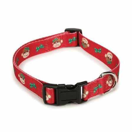 East Side Collection - Holiday Monkey Business Halsband - Röd - Large- Hundhalsband